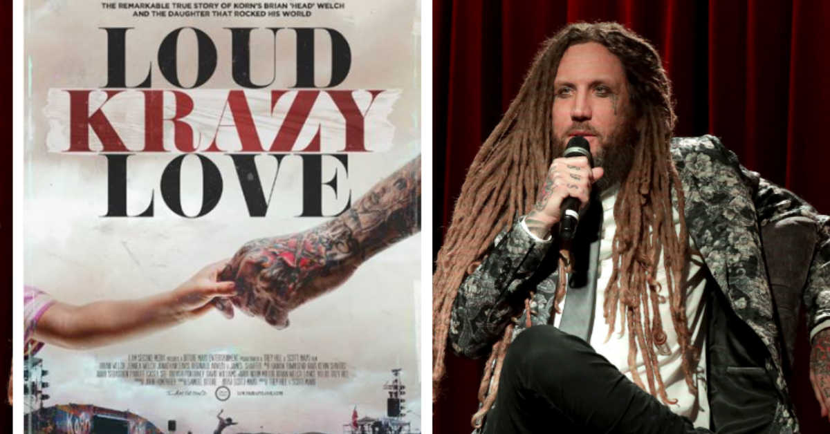 Brian Welch holding microphone in interview about new movie