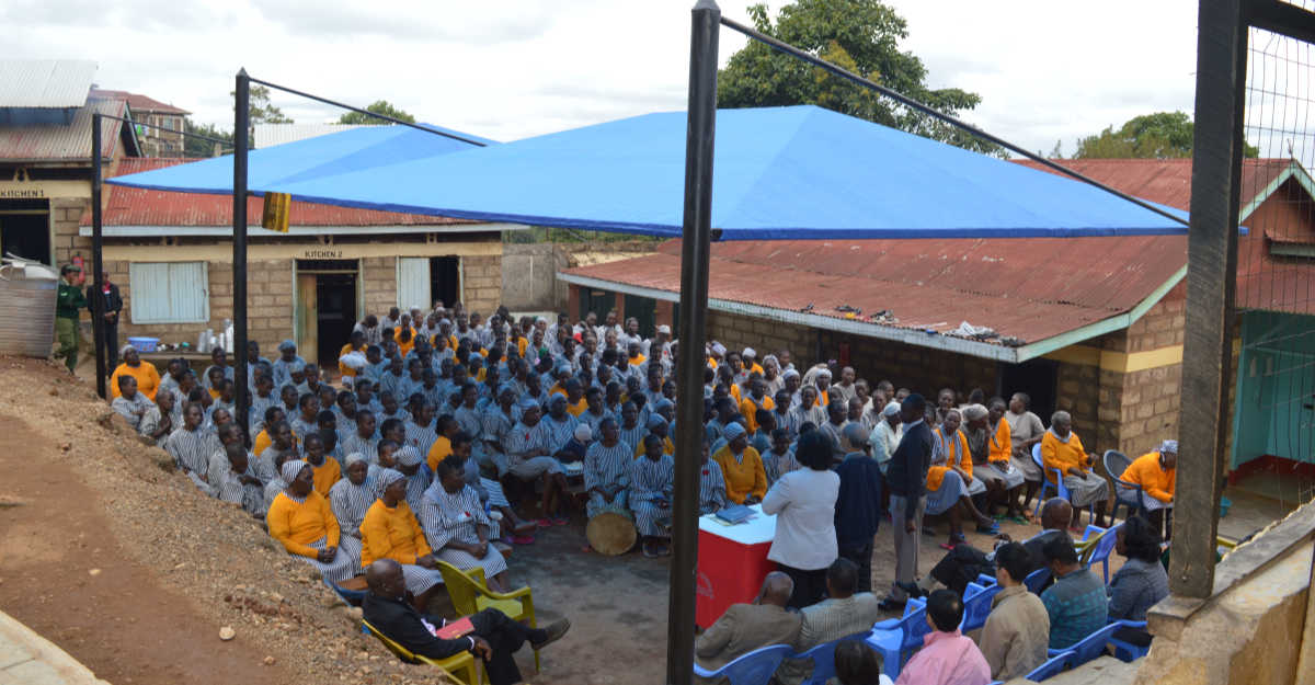 Meru prison men and women gathering for church