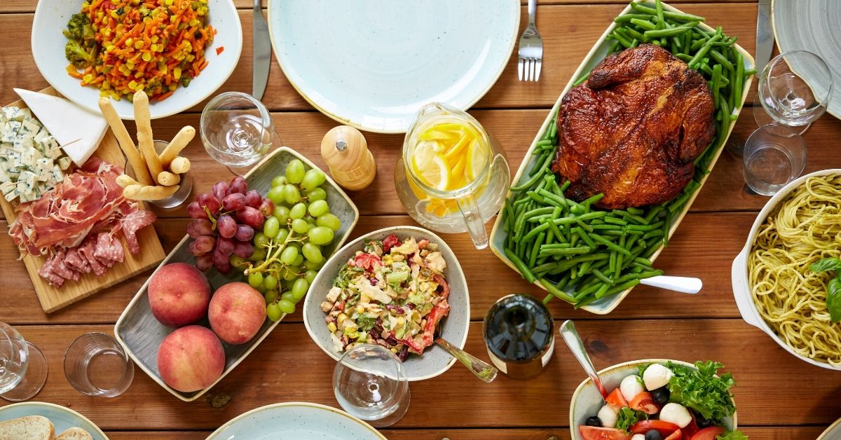 photo of a feast of food laid out on a table for easter celebrating the resurrection of christ
