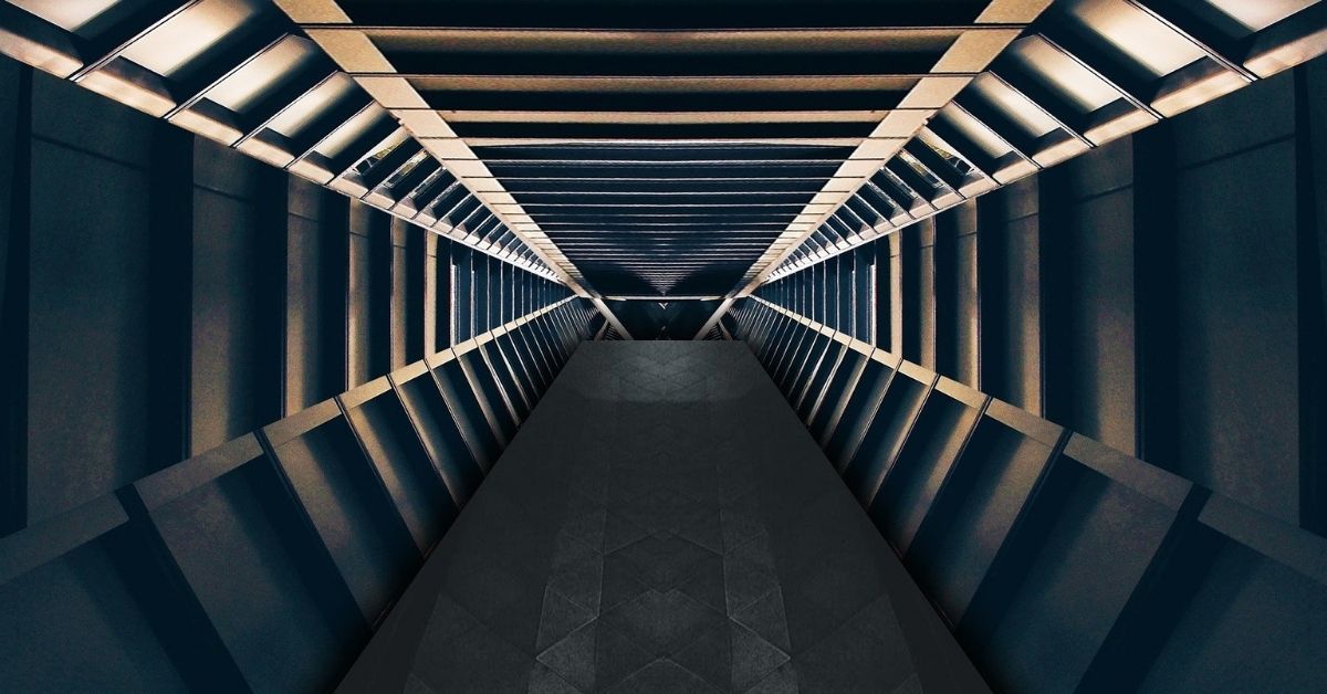 an underground sci fi corridor