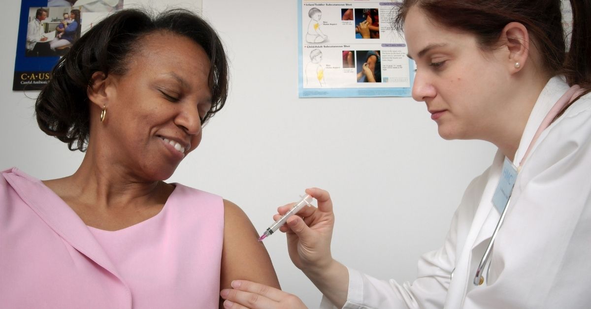 woman receiving an injection