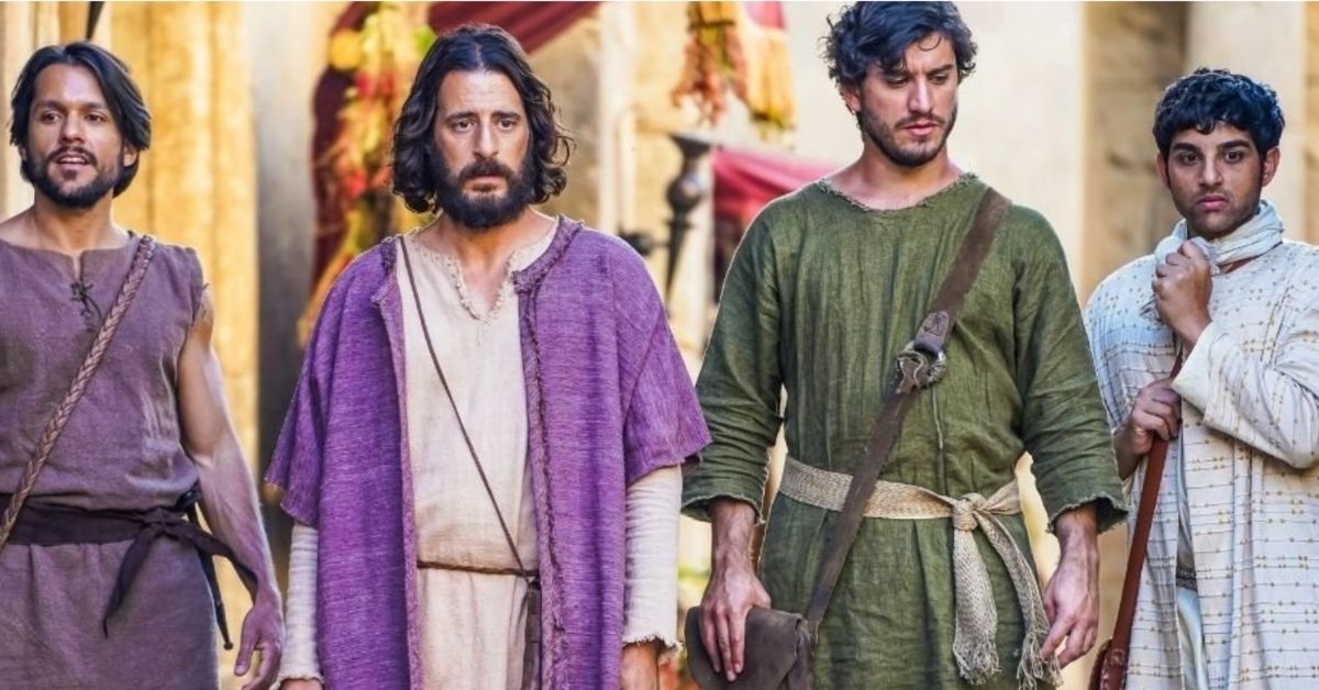 the character of jesus walking with his disciples in the tv show, the chosen